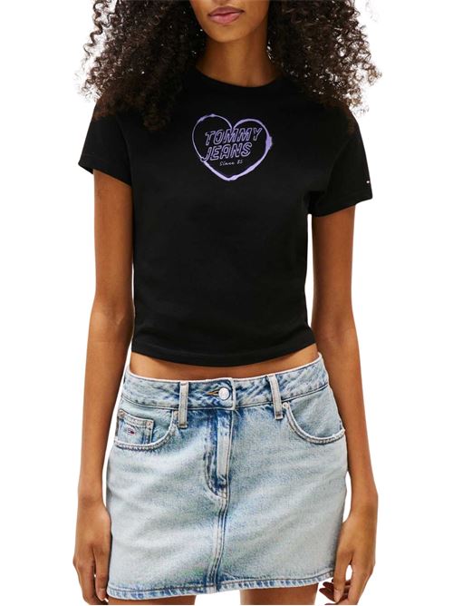 T-shirt nera in cotone Tommy Jeans | DW0DW21390BDS